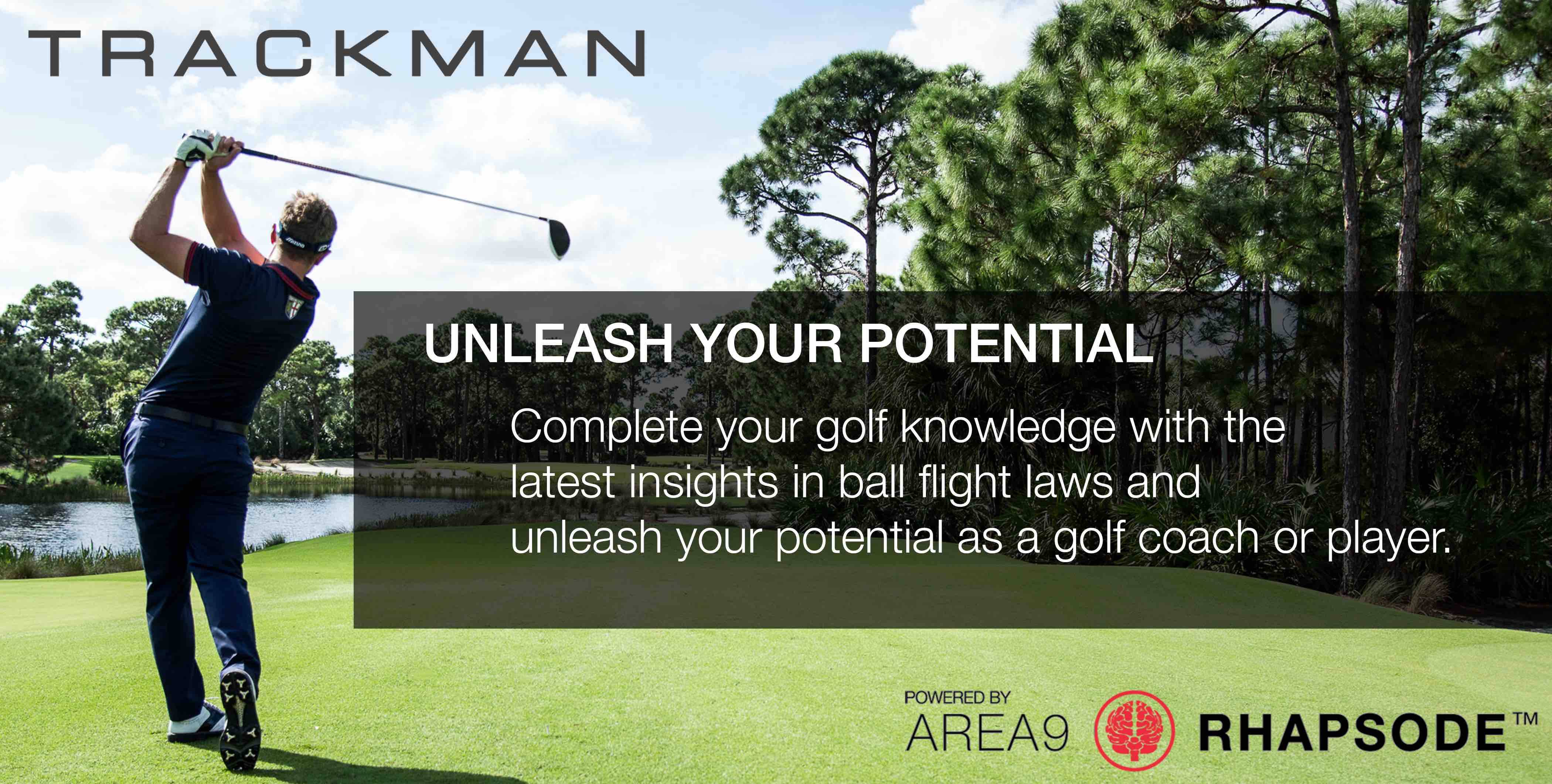 Area9 Lyceum and TrackMan Unleash Your Potential Golf Knowledge Golf Ball Flight Laws Experience Adaptive Learning Banner